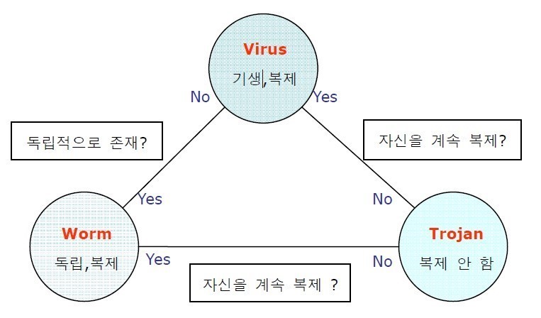  웜 , 바이러스 개념 및 차이점
