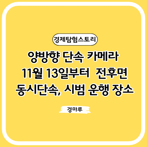  양방향 단속 카메라, 11월 13일부터 전후면 동시단속, 시범 운행 장소