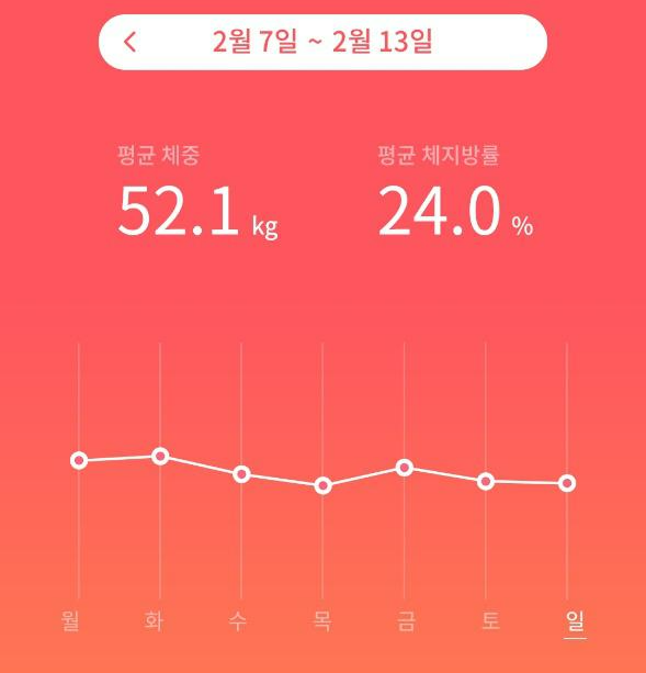 일주일간 체중변화