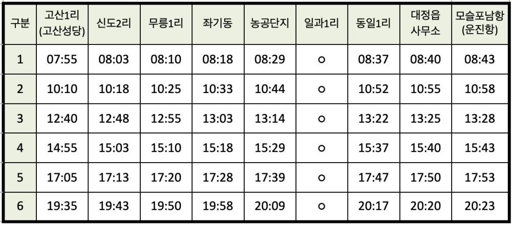 서귀포 761-2번 버스 시간표