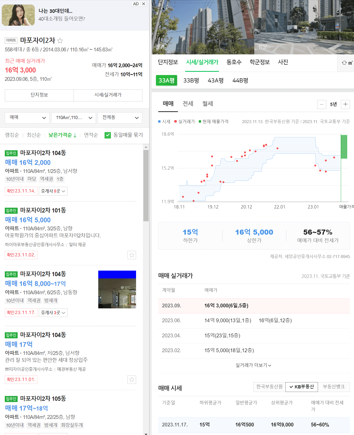 마포자이2차아파트 시세 사진