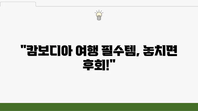 캄보디아 여행 준비물 (캄보디아 자유여행 꼭 챙쫊8야 할 것)