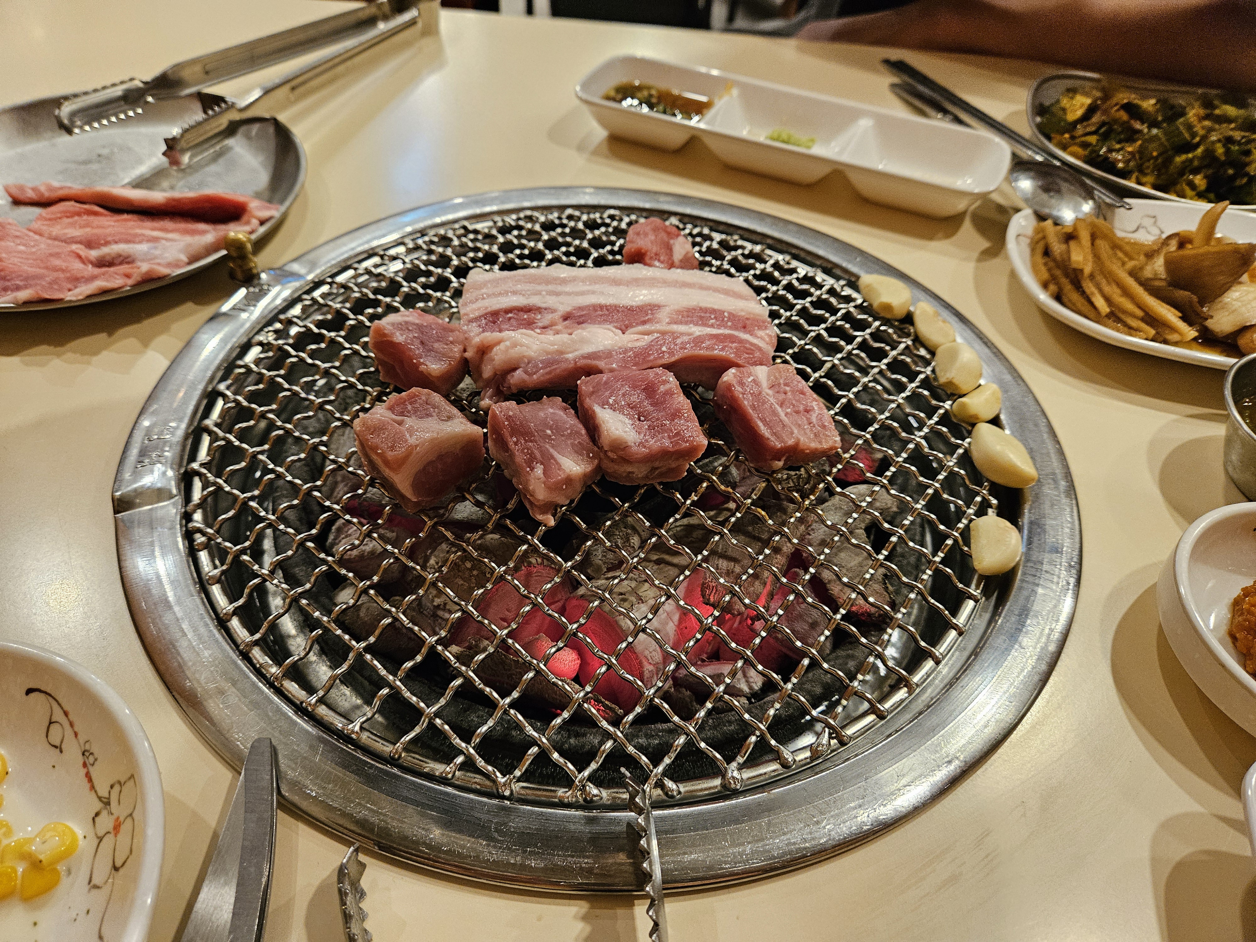 숯불위 고기