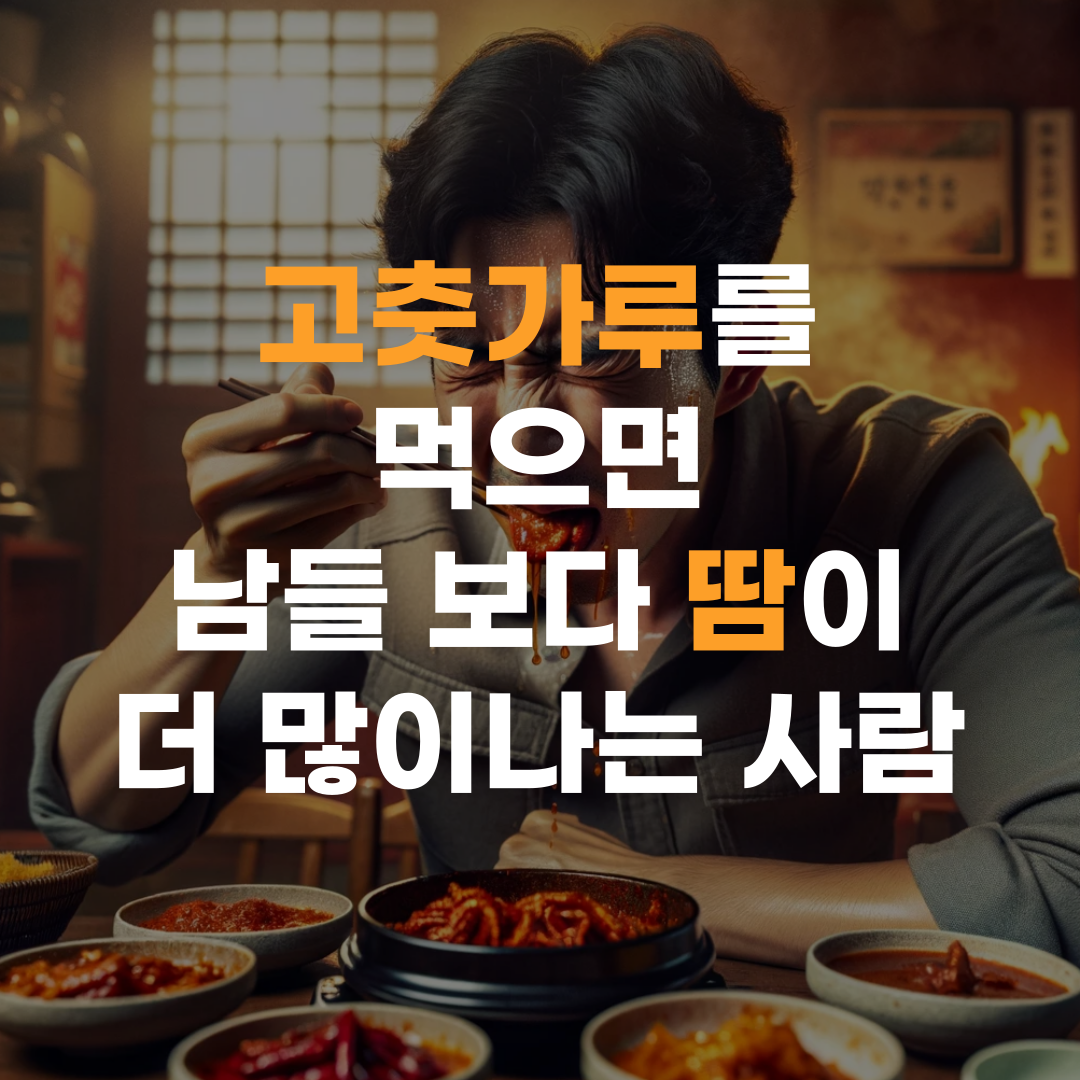 매운 음식을 먹고 땀을 흘리는 남성