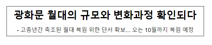  광화문 월대의 규모와 변화과정 확인되다