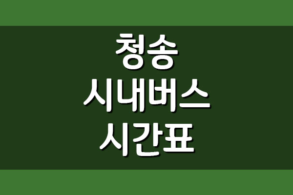  청송 시내버스 시간표와 요금 (농어촌버스)