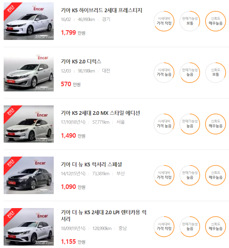 K5 중고차 판매
