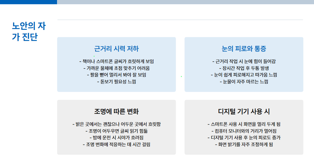노안 자가진단 요약