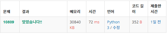  백준: 10809번 알파벳 찾기 (Python3)