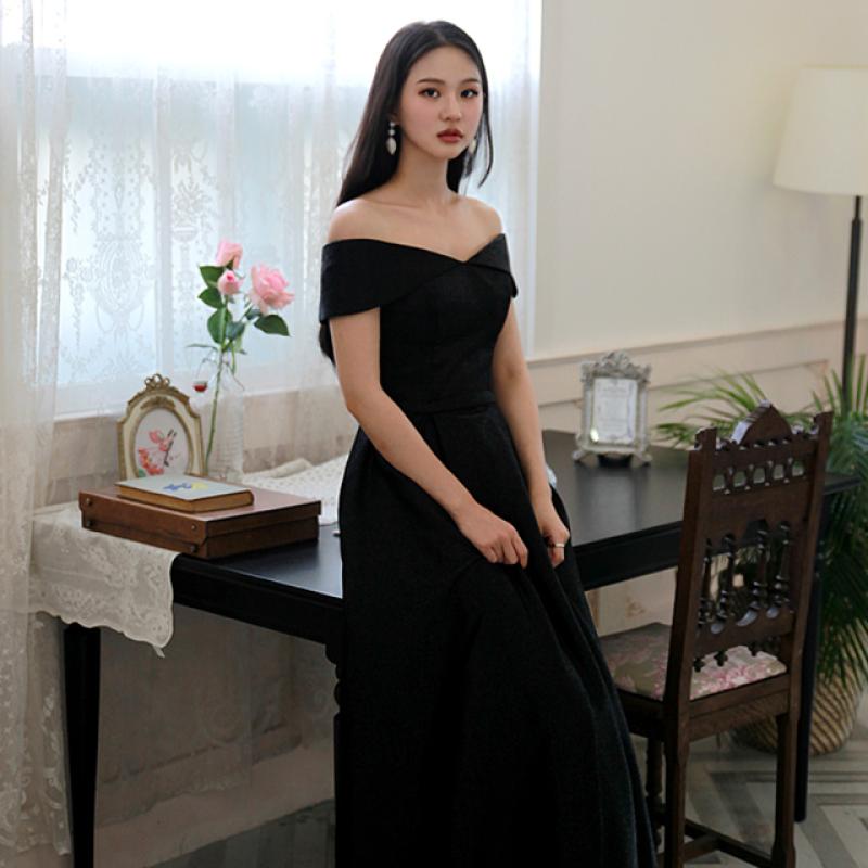 숲속드레스 펄 오프숄더 연주 파티드레스