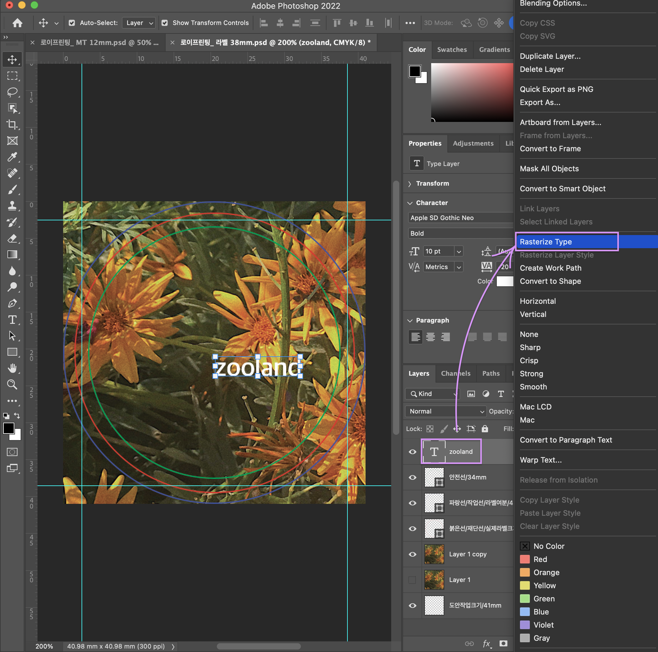  [Photoshop] 글자깨기 : Rasterize Type