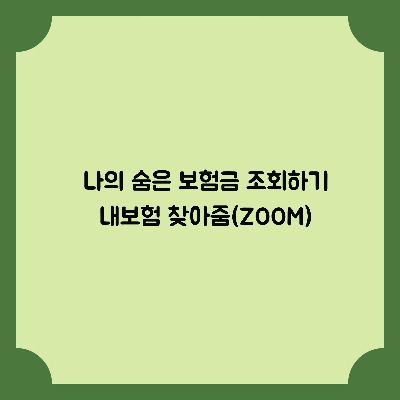  나의 숨은 보험금 조회하기/내보험 찾아줌(ZOOM)