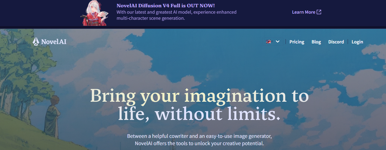 NovellAI 웹사이트 화면