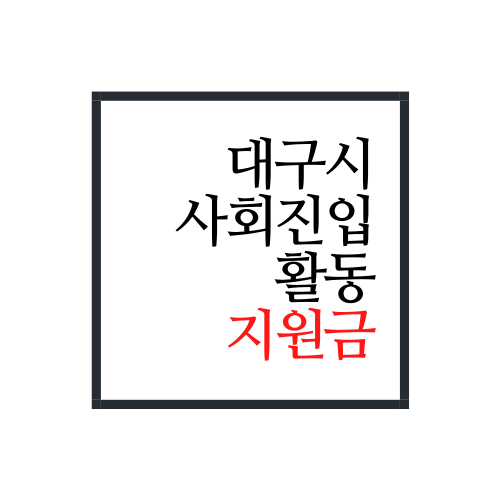  대구시 사회진입활동지원금에 대해서 알아보자(안보면 손해)