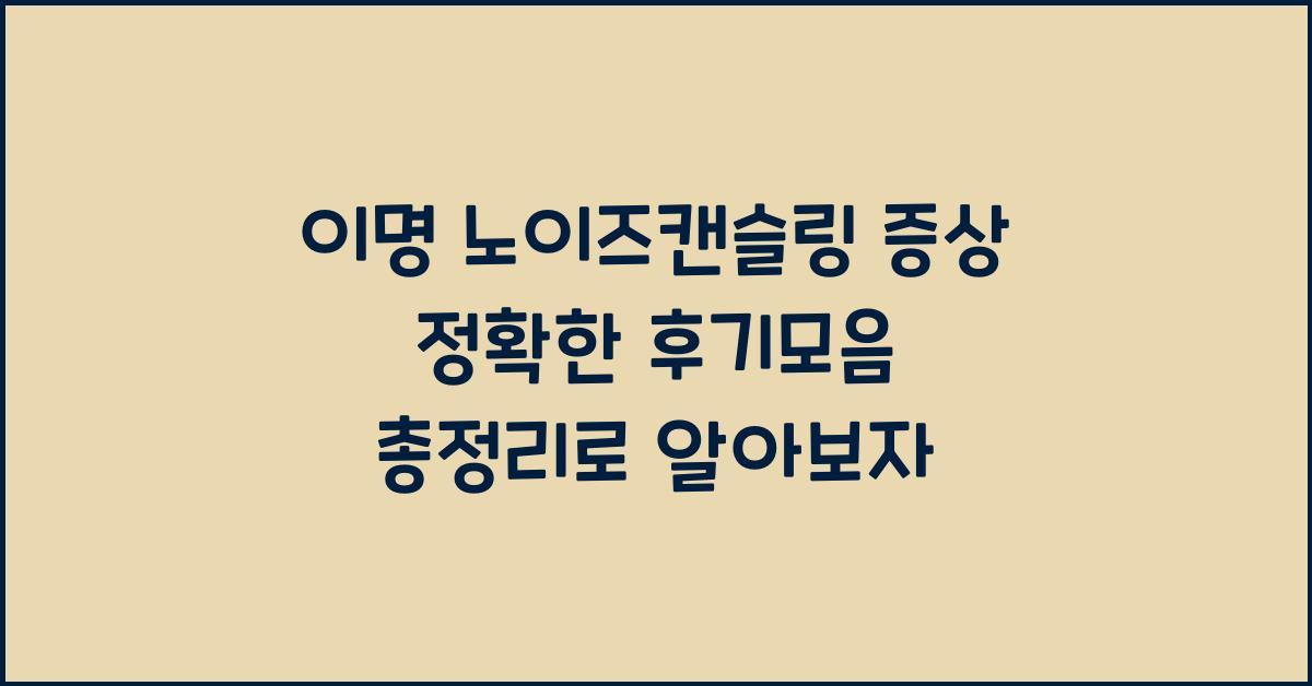 이명 노이즈캔슬링 증상 정확한 후기모음 총정리