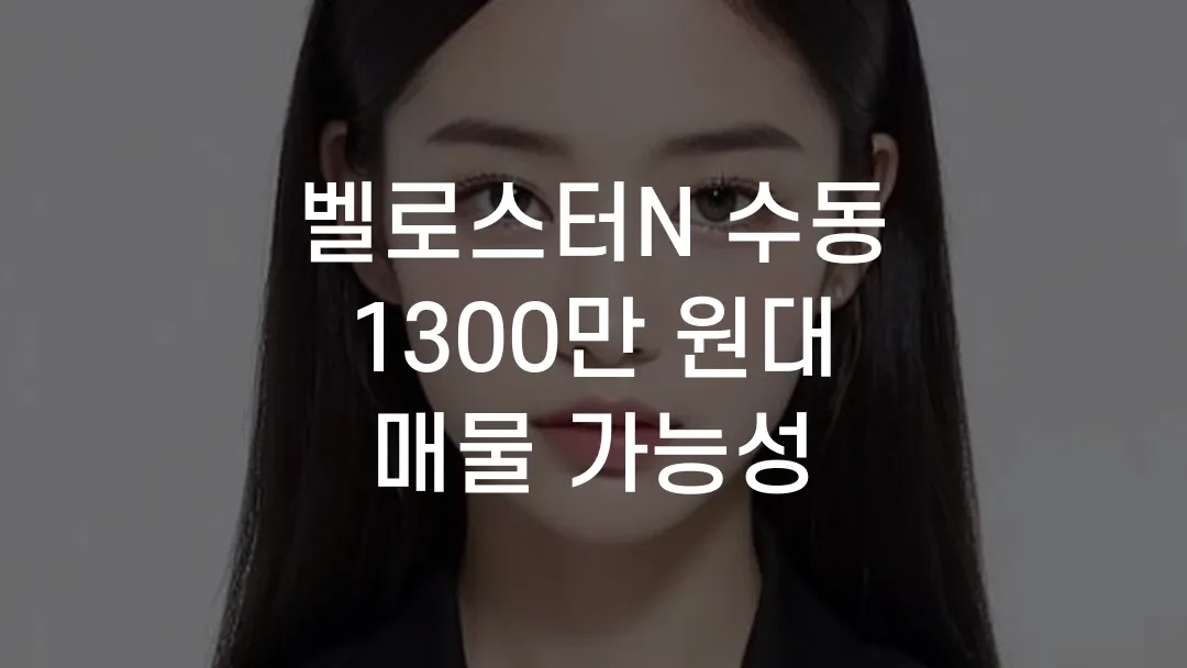 벨로스터N 수동 1300만 원대 매물 가능성