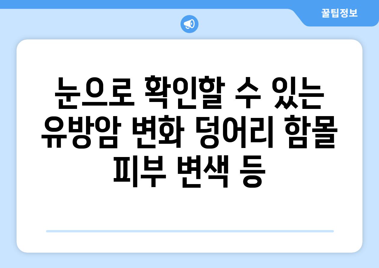 눈으로 확인할 수 있는 유방암 변화 덩어리 함몰 피부 변색 등