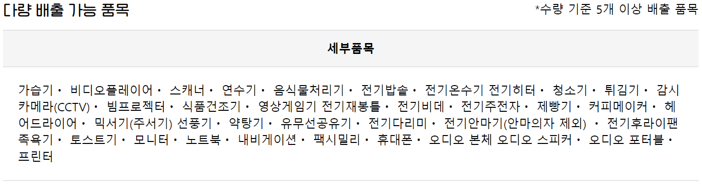 다량배출가능품목