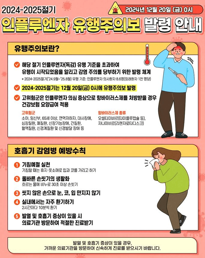 인플루엔자 유행주의보 포스터