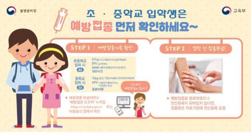  3월 초.중학교 입학전까지 예방접종