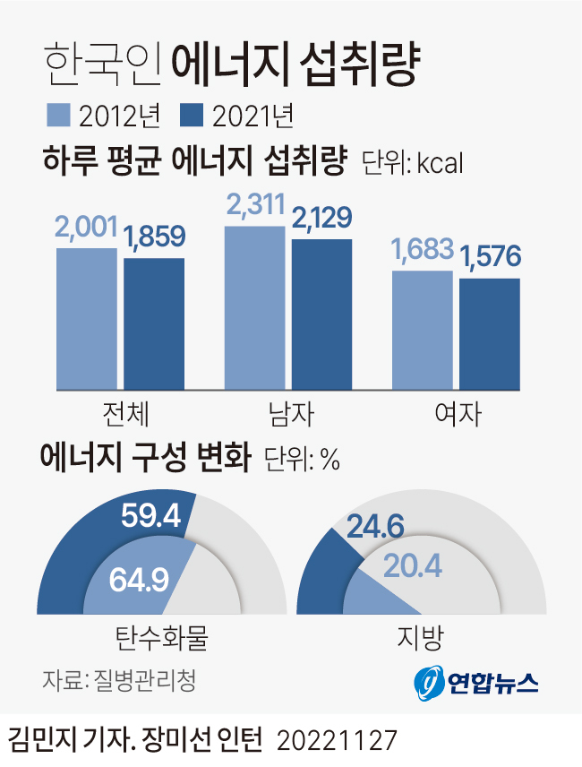  [리뷰] 한국인 평균 에너지, 섭취량 vs 필요량