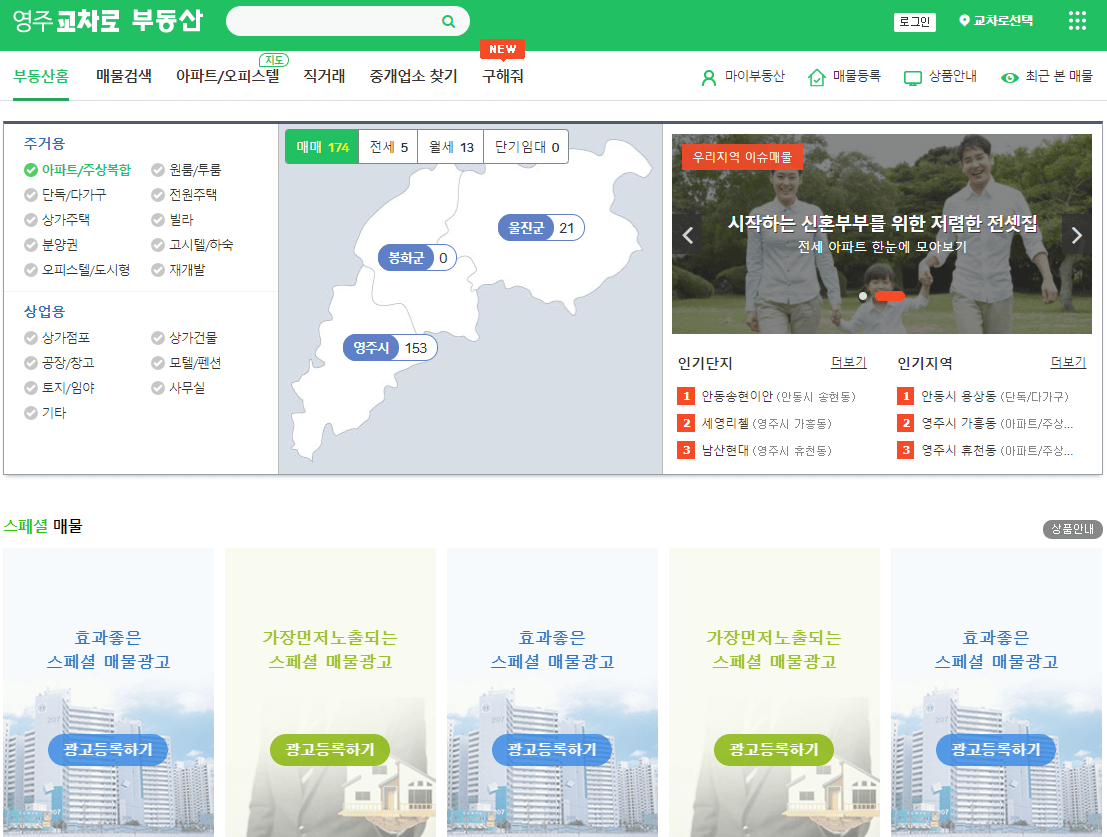 영주교차로 부동산 매물 찾아보기