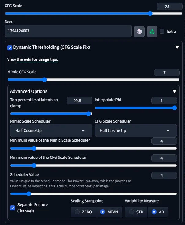 Dynamic Thresholding 옵션들