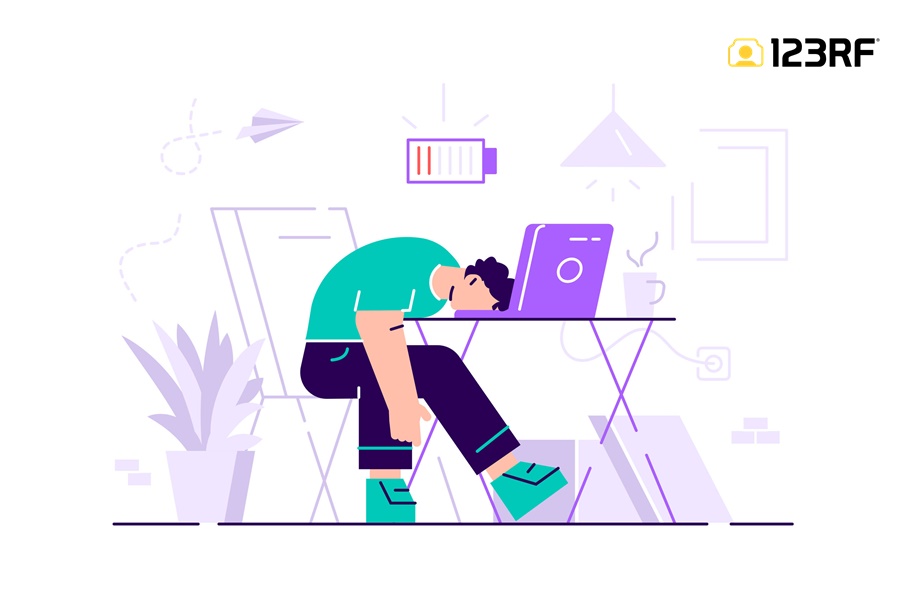  지친 직장인,  번아웃 일러스트 모음