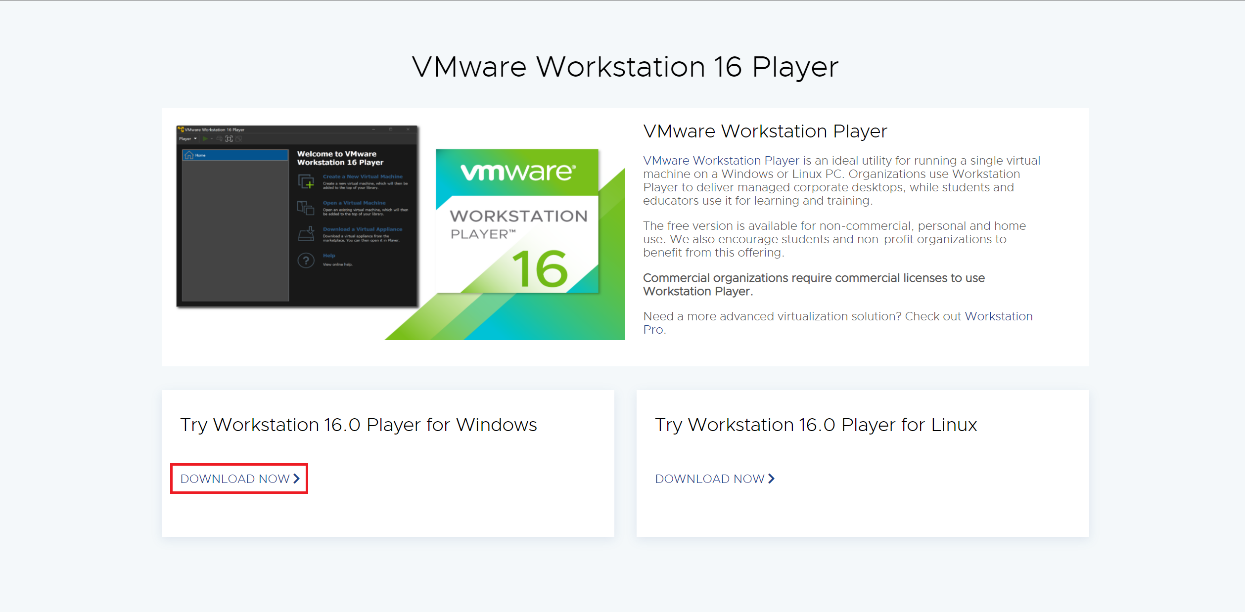  [리눅스 서버 구축Ⅰ] VMware Workstation 16 Player 설치 방법