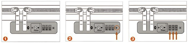 여행용 가방 캐리어 비밀번호 변경 설정 이미지