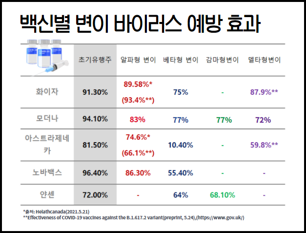  모더나 백신 접종 효과 및 주의사항 | 백신별 변이 바이러스에 대한 효과 | 백신 도입 현황 및 계획
