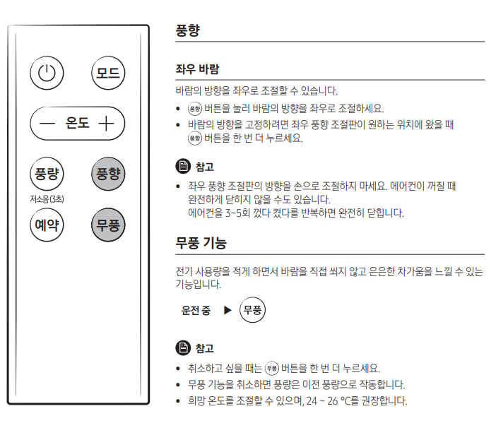 삼성 창문형 에어컨 리모콘