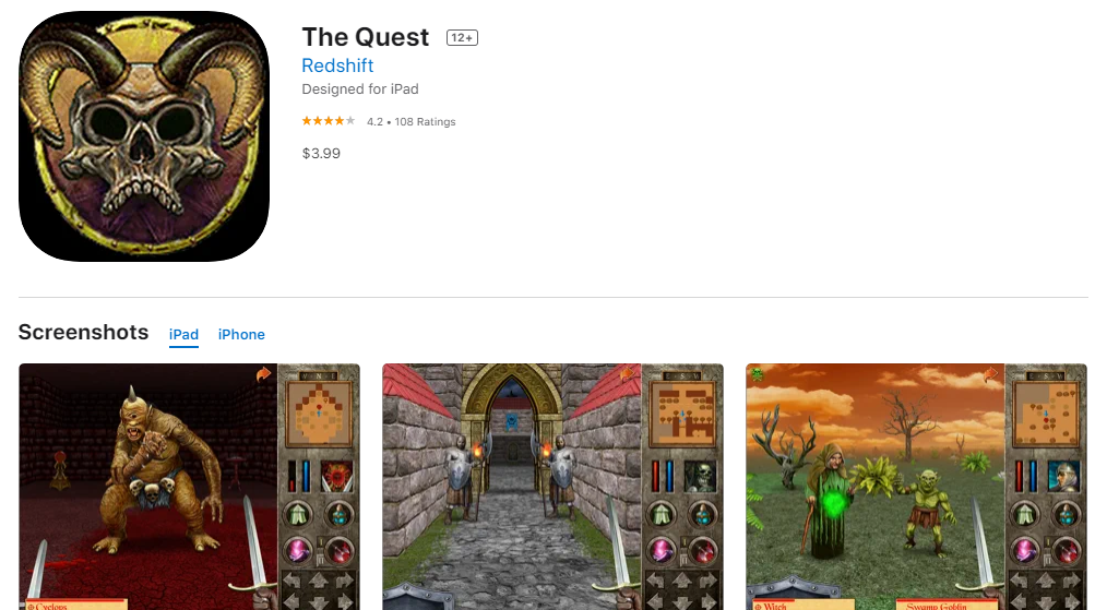The Quest 게임 실행 및 다운로드 페이지
