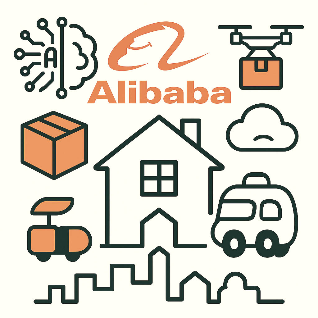 알리바바의 신사업 Ai. 드론배달, 클라우드 서비스를 도식화