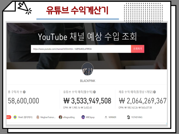 블랙핑크는 하루에 드렉을 벌 수 있을까? 유튜브 수익계산기 사용법, 4