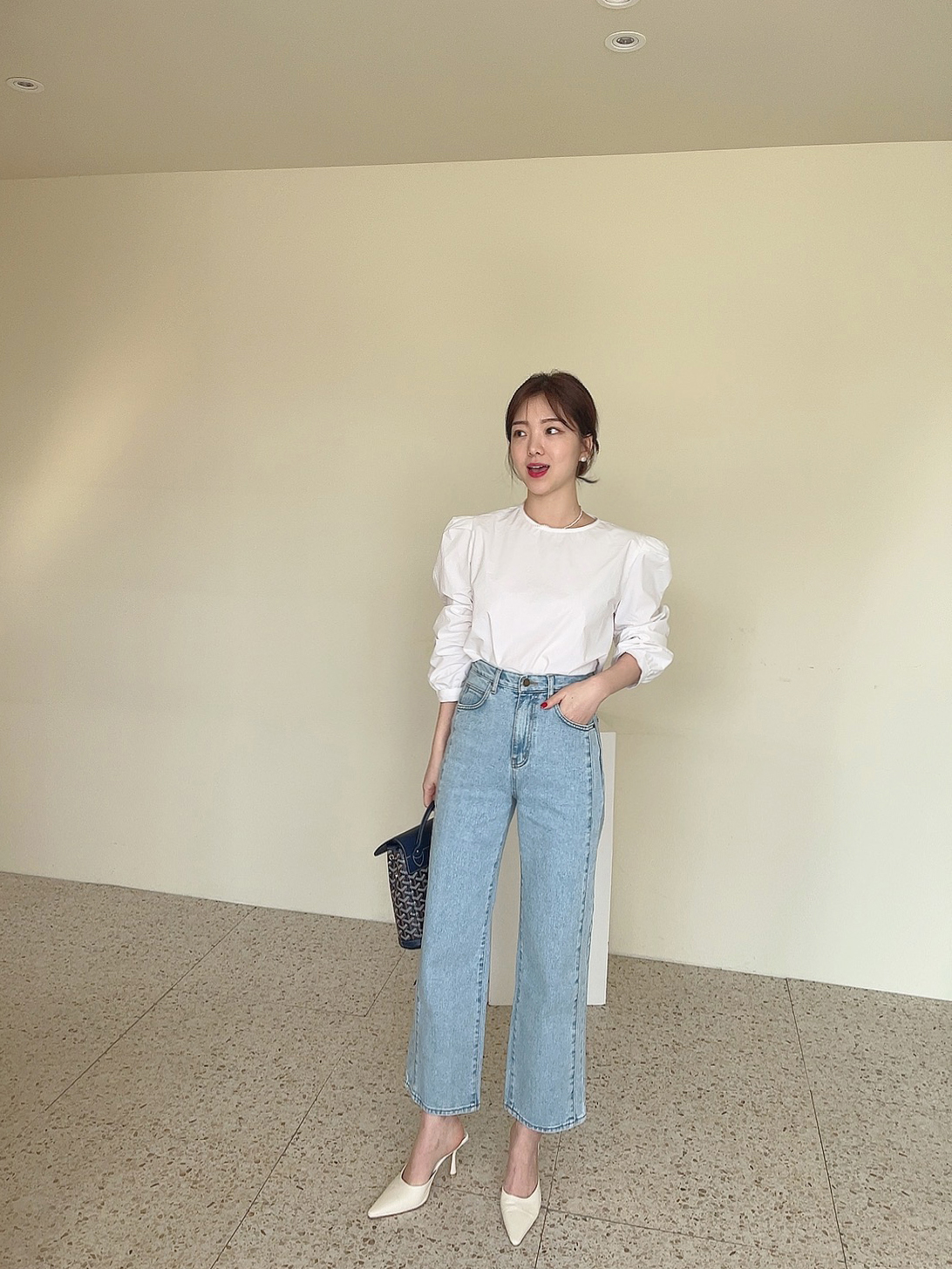 드레스코드 라인 일자 청바지 연청