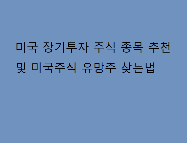 미국 장기투자 주식 종목 추천 및 미국주식 유망주 찾는법
