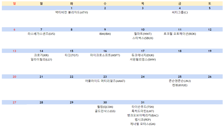 23년 8월 미국주식 배당 캘린더 한눈에 정리 2 img