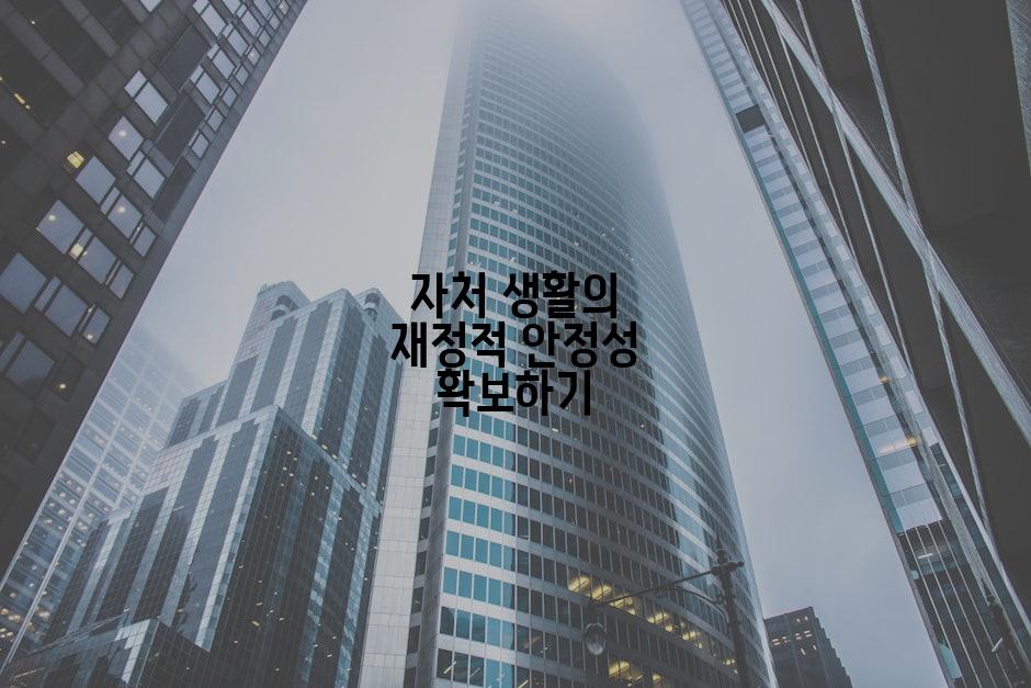 자처 생활의 재정적 안정성 확보하기