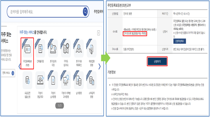 정부24-홈페이지-주민등록등본-발급-안내