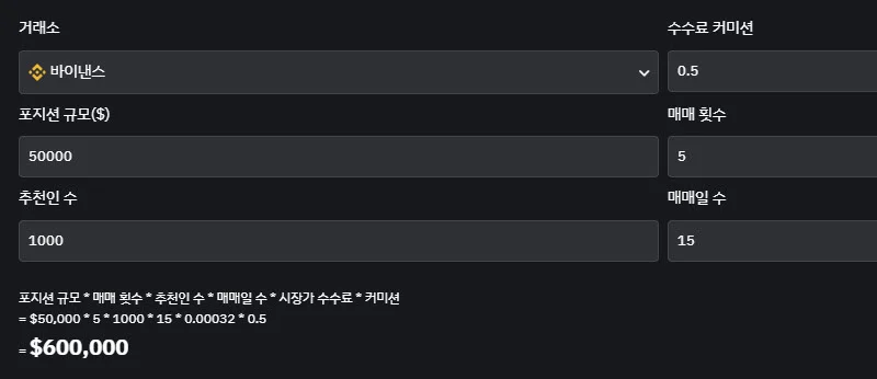 레퍼럴 수익 계산