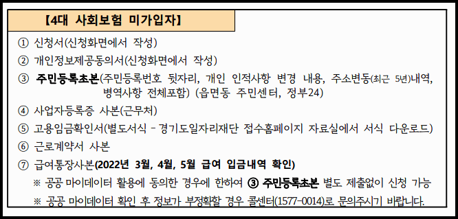 경기도 청년복지포인트 제출서류 미가입자