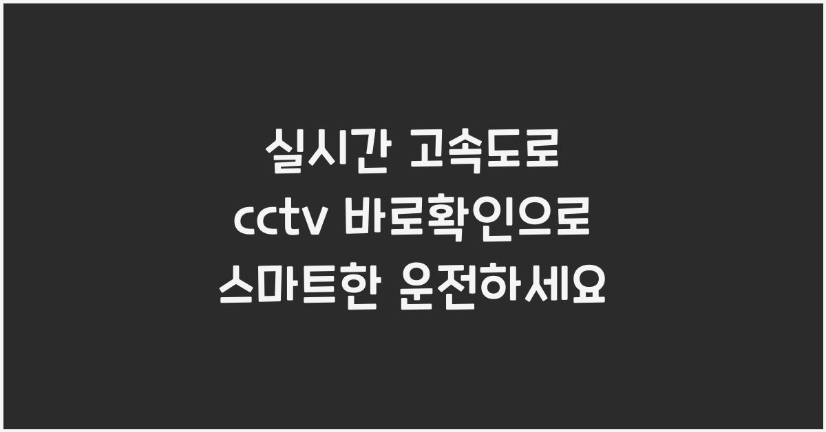 실시간 고속도로 cctv 바로확인