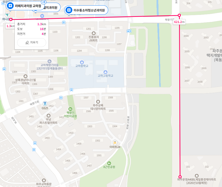운정3 제일풍경채(A46BL) 아파트-입지환경-병원