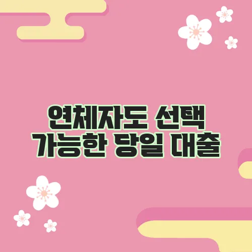 연체자도 선택 가능한 당일 대출