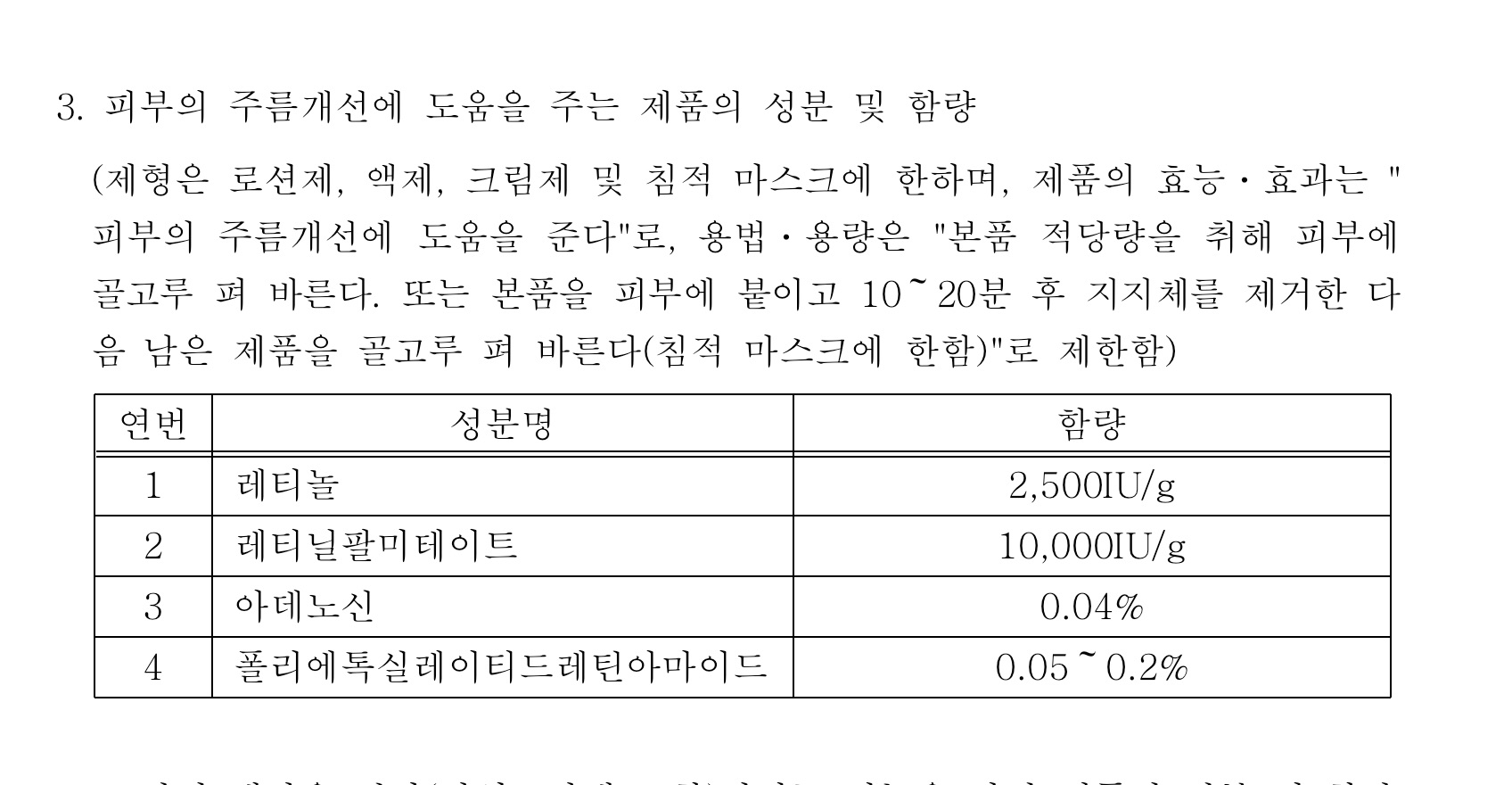 주름-기능성-화장품-고시성분-리스트