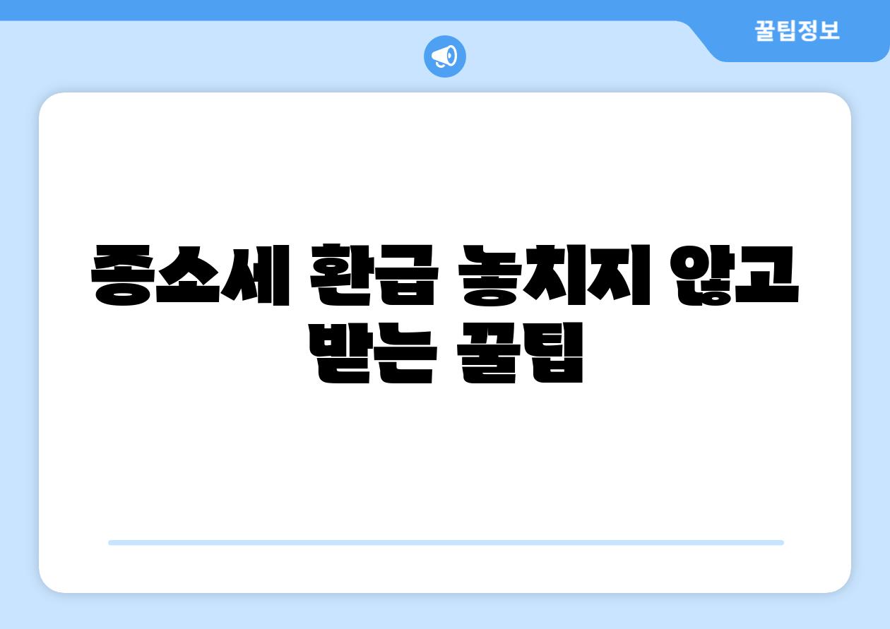 종소세 환급 놓치지 않고 받는 꿀팁