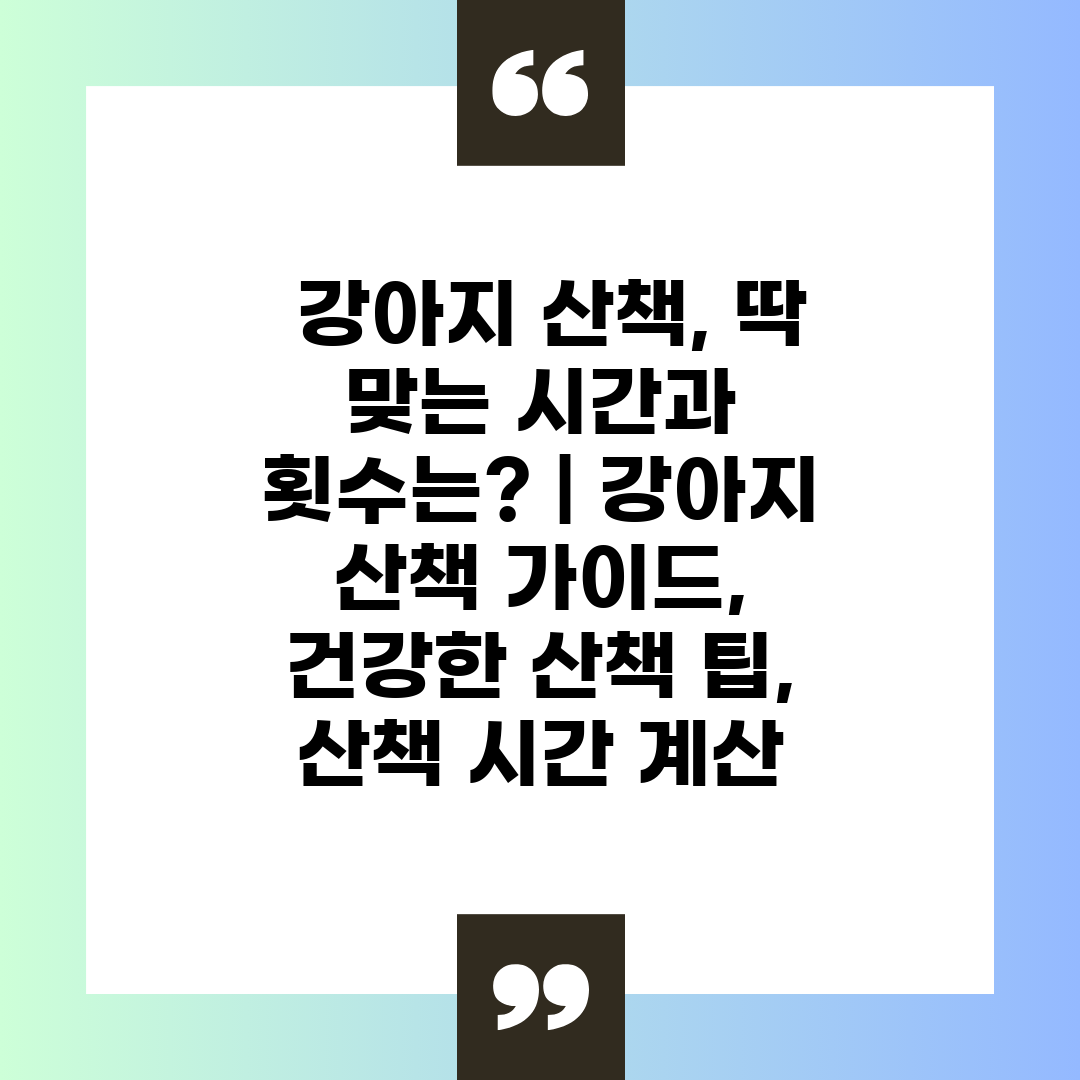  강아지 산책, 딱 맞는 시간과 횟수는  강아지 산책 