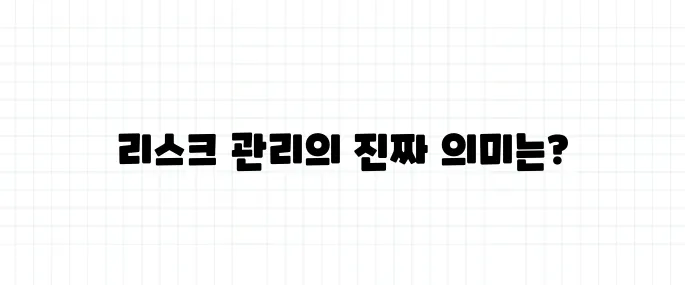 리스크 관리 뜻, 단순히 위험 줄이는 게 아니다