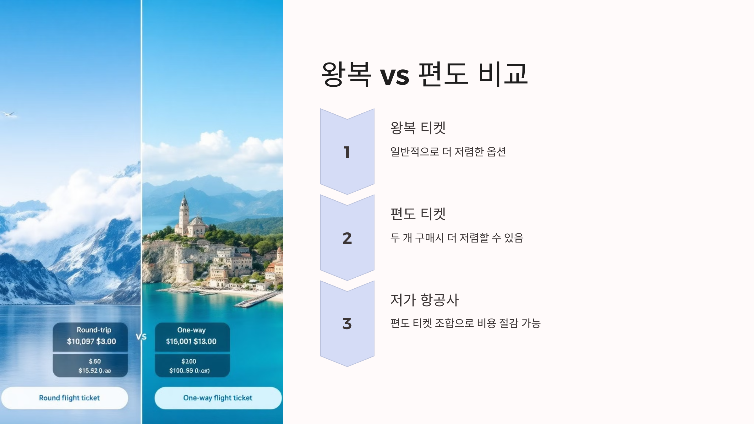 4. 🔄 왕복 vs 편도, 둘 다 비교하라!